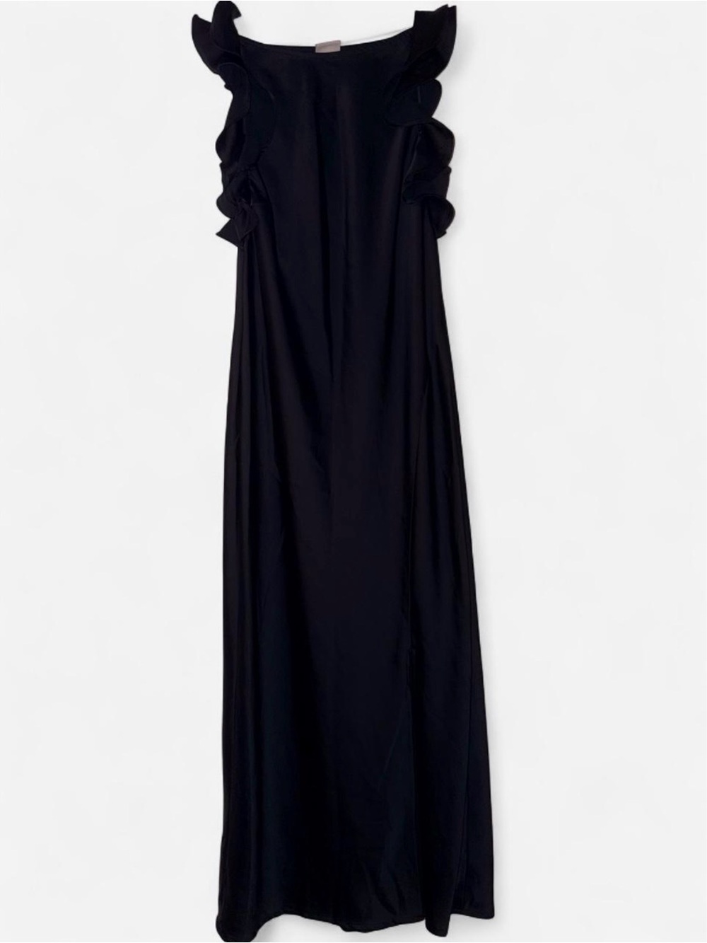a new day Black Ruffle-Shoulder Maxi Dress